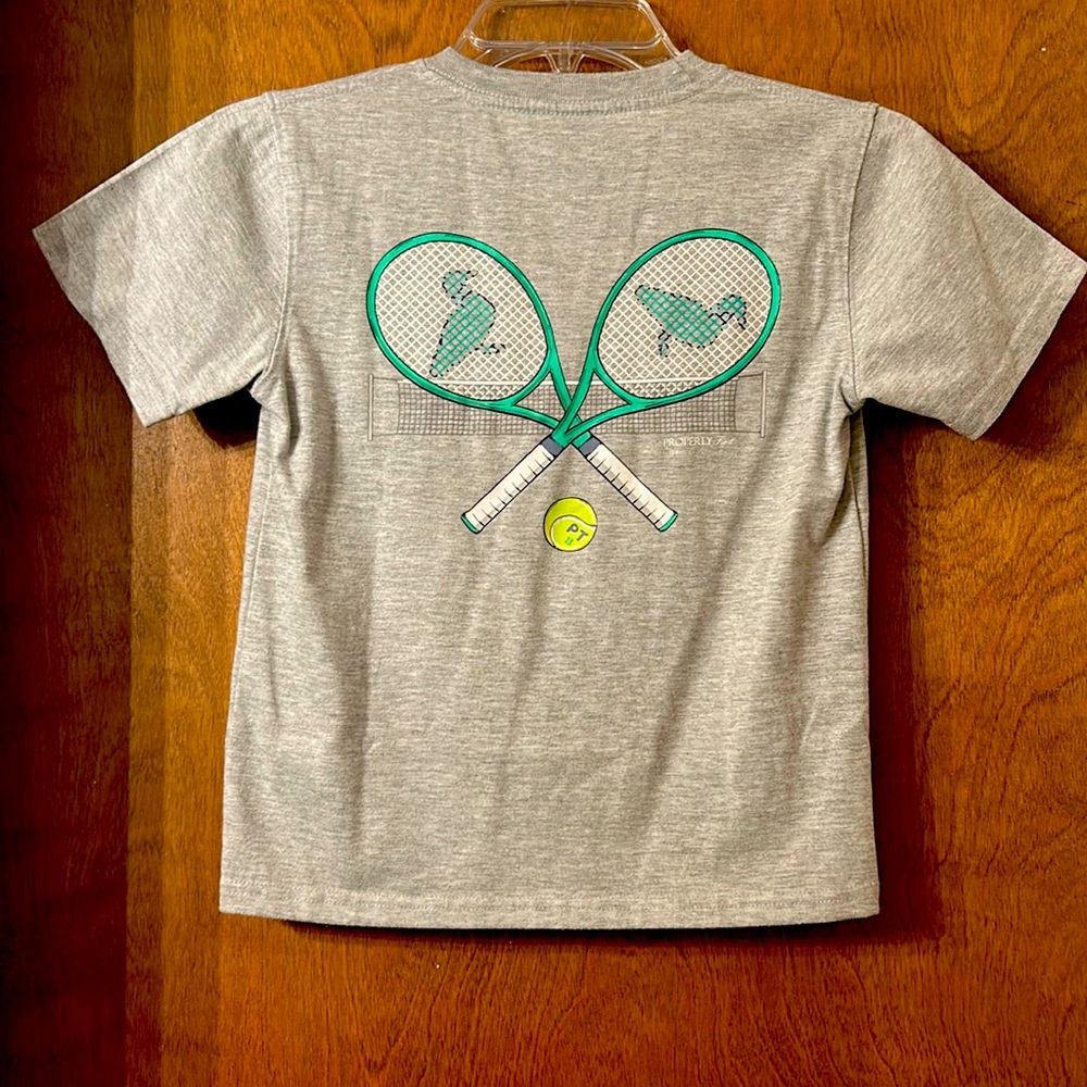 Gray and Green Tennis Graphic Short Sleeve Tee
